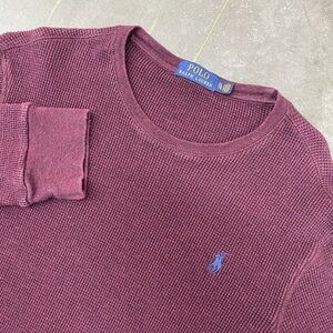 Polo Ralph Lauren Thermal Waffle Knit Long Sleeve Shirt Burgundy Mens Size XL